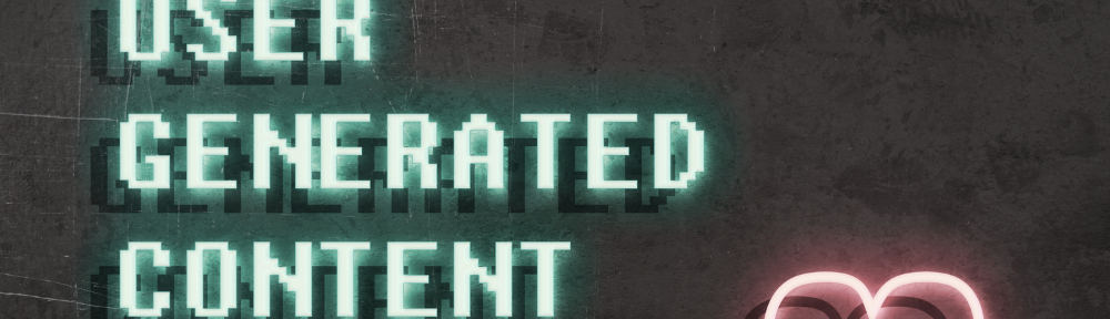 neonowy napis user frendly content na czarnym tle